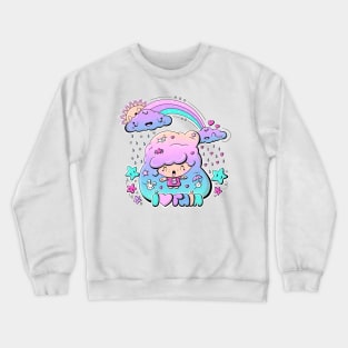 Cute rain bubble head girl in kawaii style Crewneck Sweatshirt